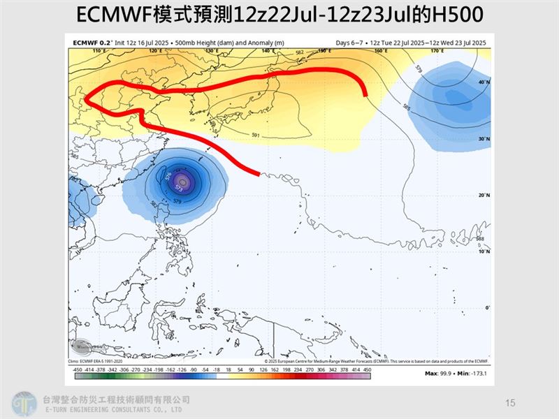 因北邊太平央高氣壓變化，估新颱風將「往台灣方向走」。（圖／賈新興臉書）