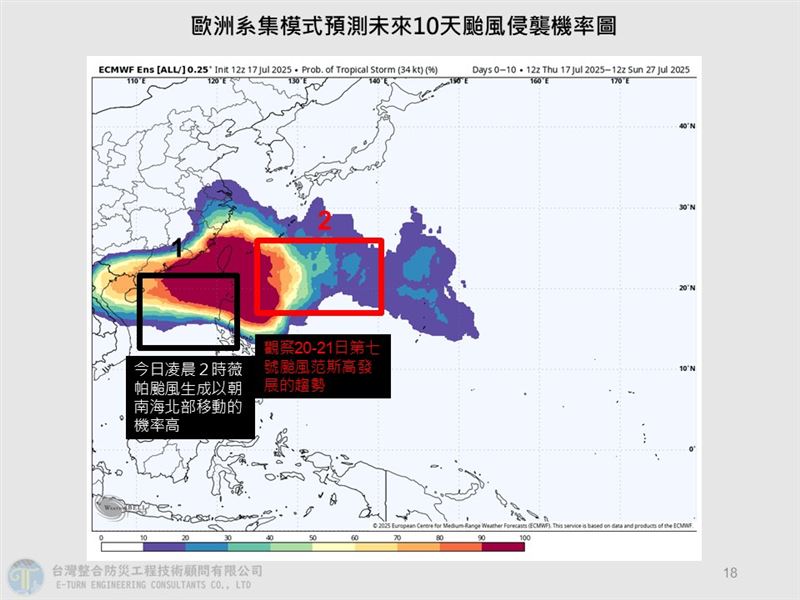 未來10天，恐會受到第7號颱風范斯高的影響。（圖／翻攝自賈新興臉書）