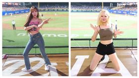 ▲UniGirls韓籍成員文慧真、安惠志在新莊棒球場中場表演。（圖／統一獅球團提供）