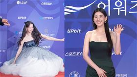 鄭恩彩禮服些微滑落「大黑點」看光潤娥跌坐紅毯險摔倒