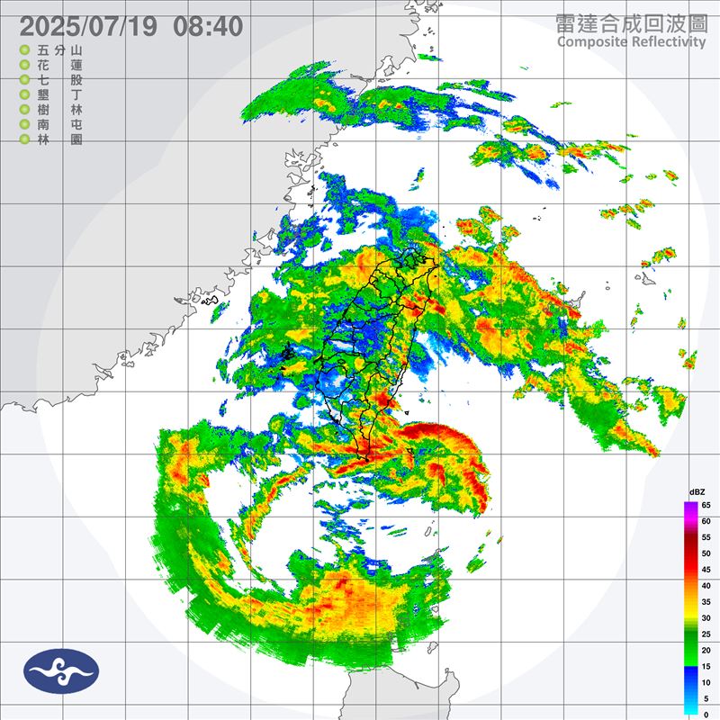 颱風外圍環流影響,花東大豪雨強灌。(圖/中央氣象署)