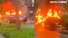 高雄,保時捷,火燒車,第五船渠,前鎮區。（圖／翻攝自Thread @cyiioo1）