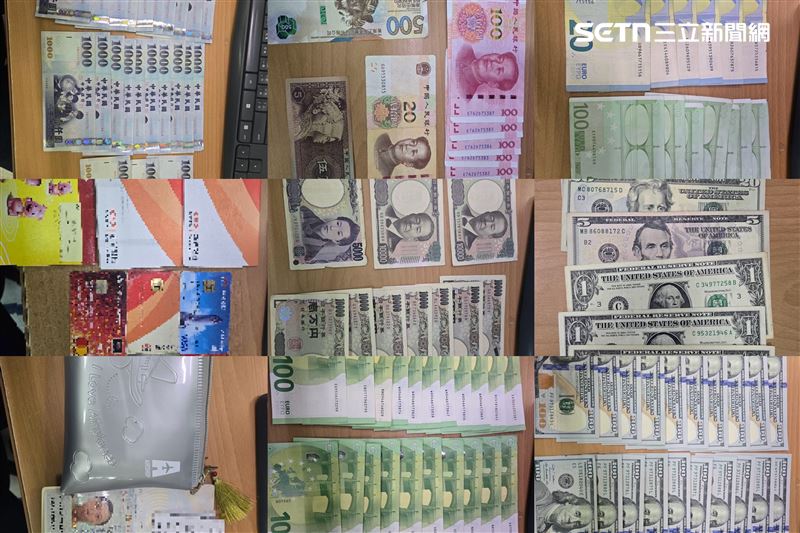 包包中有大量的貨幣及護照，當時麥當勞員工拾獲後就立刻送交派出所。(圖/翻攝畫面)