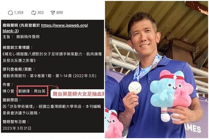 師大劉錦璋教授因在社群平台公開嗆受害生遭炎上，被起底是論文共同作者。（圖／翻攝自師大官網、Threads）
