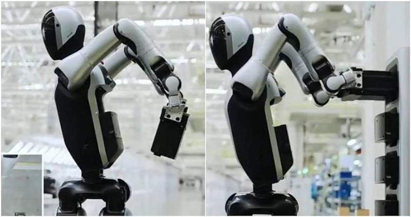 Walker S2人形機器人「自己換電池」,只需3分鐘。(圖/翻攝自百度)