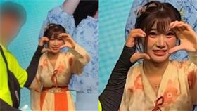 網路瘋傳一段李珠珢與男粉絲合照比愛心時，不僅抽手還露出厭惡表情的影片。（圖／翻攝自Youtube）