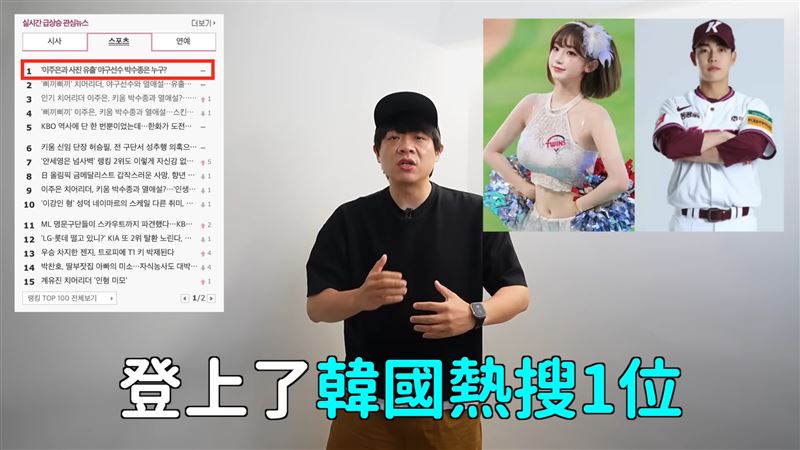 DenQ說李珠珢戀愛登韓網熱搜。（圖／翻攝自YouTuber＠DenQ來了）