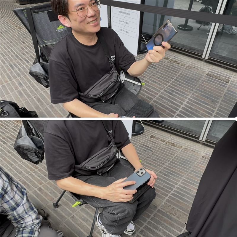 陳先生透露,目前使用的是iPhone 15 Pro Max和三星手機一起使用。(組合圖/記者王文承攝影)