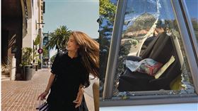 蔡沐妍車窗被打破，現場一片狼藉。（圖／翻攝自IG）