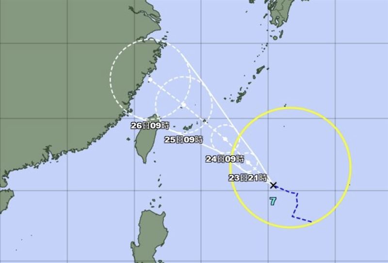 范斯高颱風生成,預測路徑朝西北方向前進。(圖/翻攝自日本氣象廳)