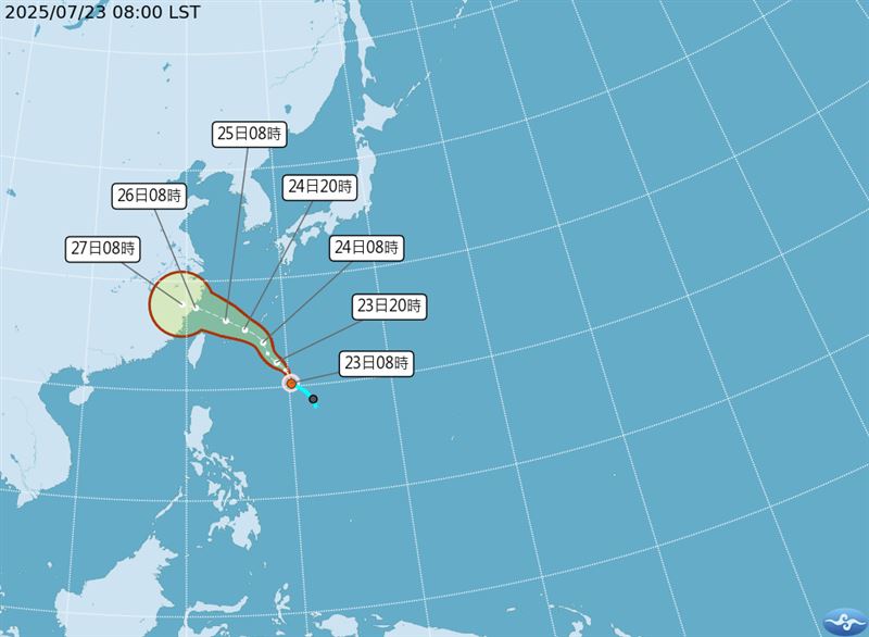 范斯高颱風生成,最新路徑曝光。(圖/氣象署)
