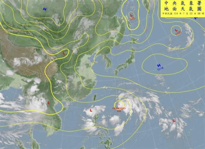 熱帶擾動99W今日上午增強為熱帶性低氣壓。（圖／氣象署）