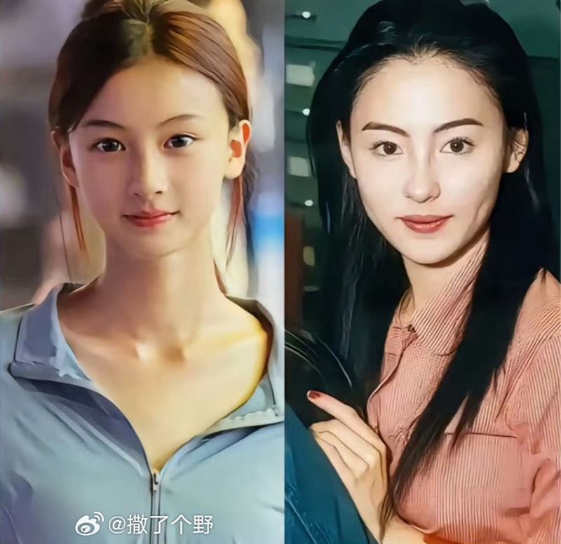 七七(左)長相神似張柏芝。(圖/翻攝自微博)