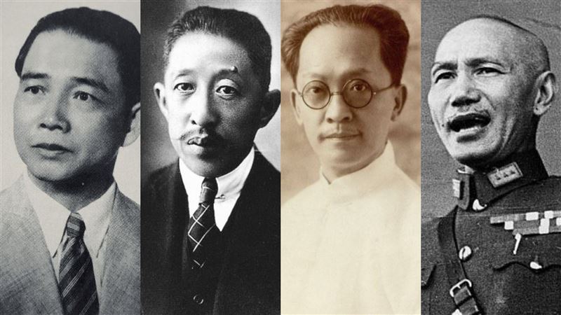 國民黨的核心人物汪精衛、廖仲愷、胡漢民與蔣介石(由左至右)。(圖/翻攝自維基百科)