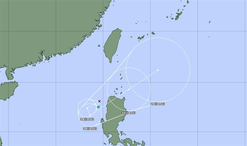 預估準竹節草外圍環流或水氣，仍會帶來降雨。（圖／翻攝自台灣颱風論壇｜天氣特急）