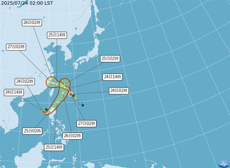 雙颱受到季風環流導引,兩者間有「藤原效應」。(圖/中央氣象署)