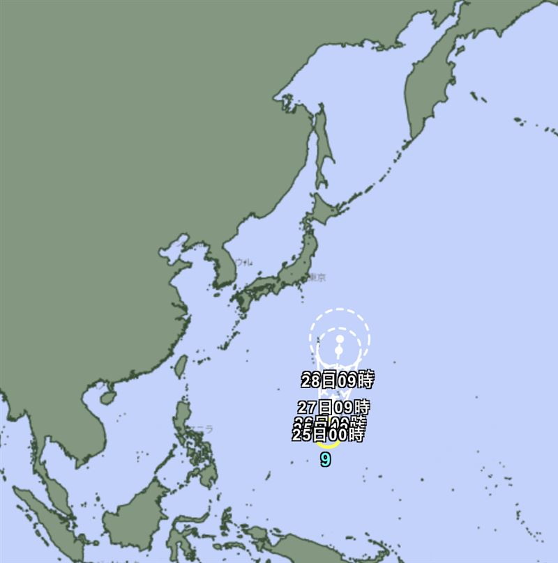 日本氣象廳表示,今日12時今年第9號颱風「柯羅莎(Krosa)」生成。(圖/日本氣象廳)