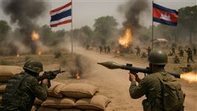 泰國柬埔寨交火　圖／AI生成示意圖