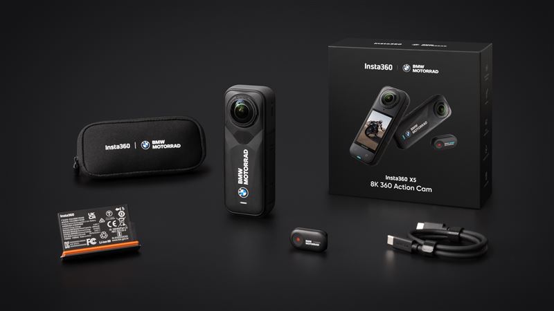 Insta360 X5 BMW Motorrad限量聯名款隨附升級版超能電池、專屬收納包與限定包裝，承載對騎行自由的熱愛，讓每一段旅程更精彩