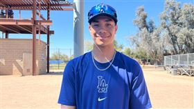 道奇台將柯敬賢18歲台灣棒球好手柯敬賢（圖）效力洛杉磯道奇隊，今年展開第一個美國職棒春訓。中央社記者林宏翰鳳凰城攝  114年3月15日