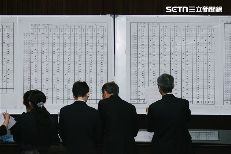 議事人員正確認最終投票結果,陳慈陽、詹鎮榮兩位大法官被提名人,也被部分民進黨立委投下反對或無效票。(圖/記者楊士誼攝影)