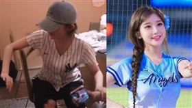 李珠珢被前隊友朴星垠與高佳彬狂拍，表情無奈又好笑。（圖／翻攝自YouTube-富邦悍將頻道）