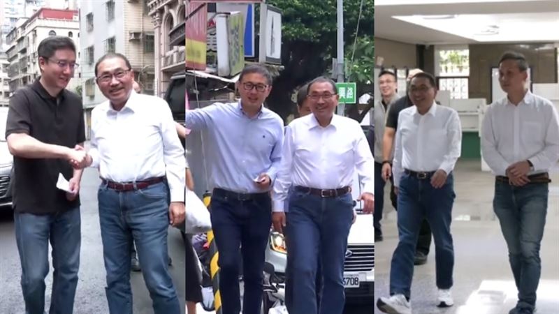 侯友宜先後陪同立委張智倫、廖先翔及葉元之前往投票。（組合圖／翻攝畫面）