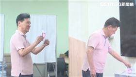 ▲趙少康今天在投票時亮票給媒體拍，將被移送法辦。（組合圖／翻攝畫面）