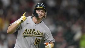 ▲運動家新秀柯茲（Nick Kurtz）成為大聯盟史上首位單場4轟新秀。（圖／美聯社／達志影像）