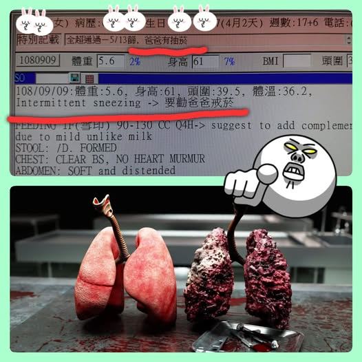 不只中國孩童吸父親二手菸得肺癌，台灣也有案例。（圖／翻攝阿包醫生陪你養寶包 - 小兒科巫漢盟醫師臉書）