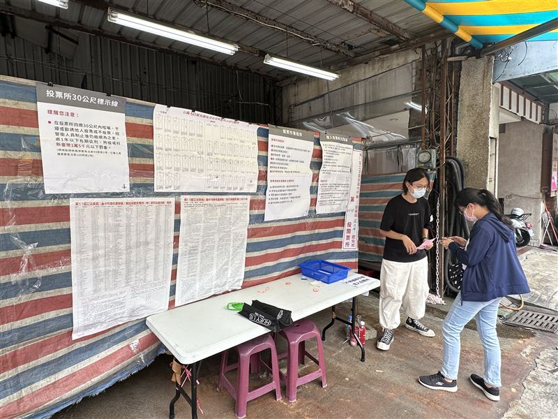 西區某洗車場設置為投開票所。（圖／記者林意筑攝）