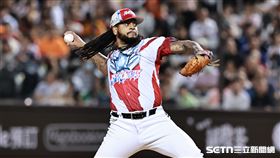 ▲中職36年例行賽，統一獅先發投手飛力獅。（圖／記者劉彥池攝影）