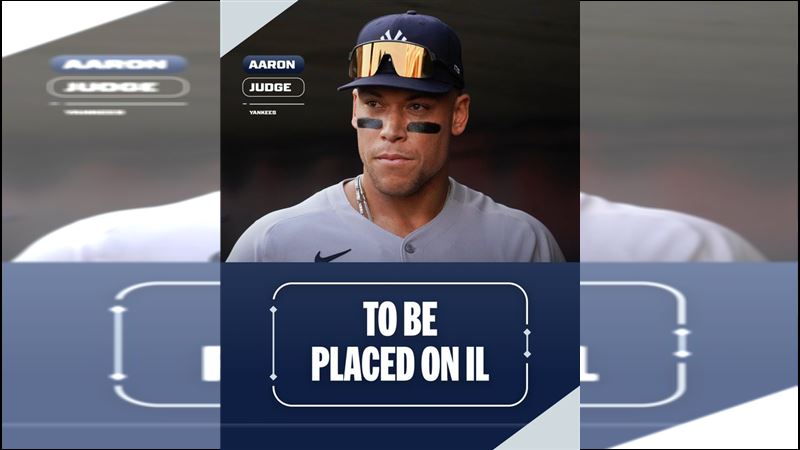 賈吉(Aaron Judge)因手肘屈肌拉傷進到10天受傷名單。(圖/翻攝自MLB X)