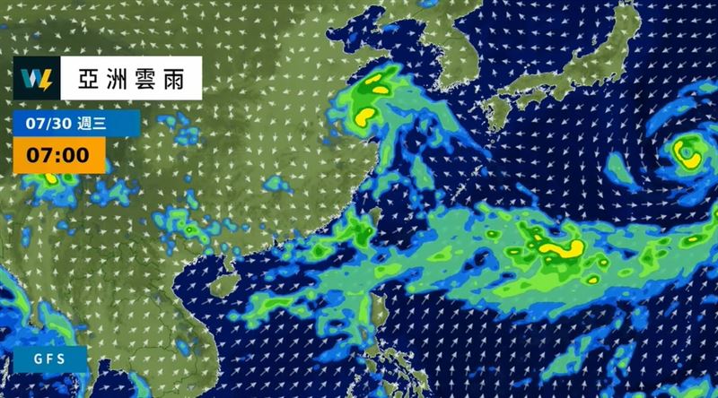 廖于霆說明，未來一週台灣受低壓帶與西南風影響，天氣持續不穩定。（圖／翻攝自天氣風險 WeatherRisk 臉書）