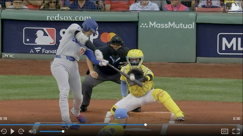 大谷翔平27日首打席炸裂本季第38轟。（圖／翻攝自MLB官網）