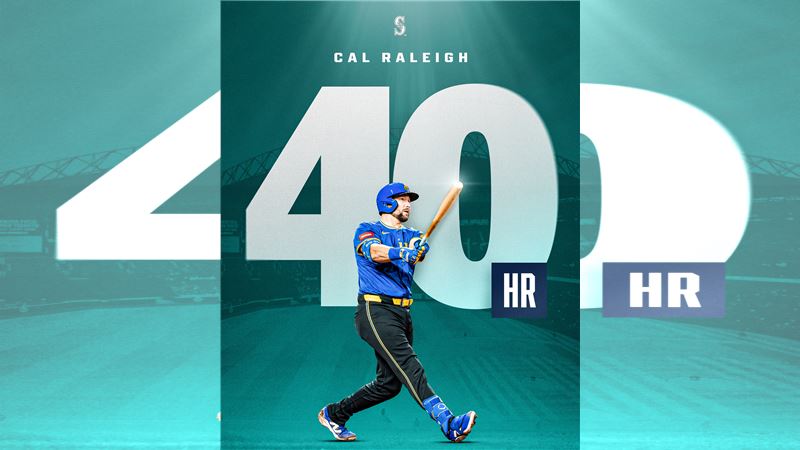 洛利(Cal Raleigh)27日本季第40轟出爐。(圖/翻攝自MLB X)
