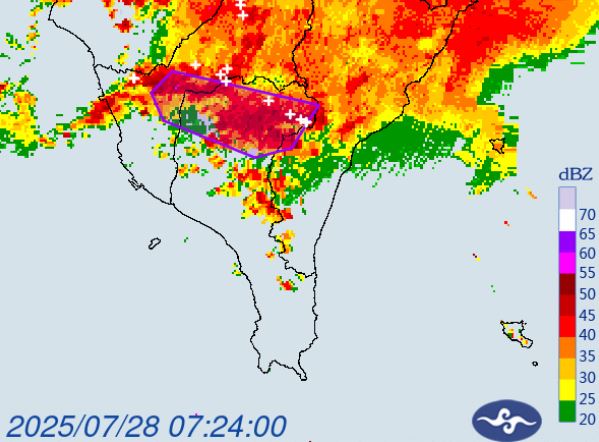 大雷雨強襲5縣市。(圖/翻攝自氣象署)