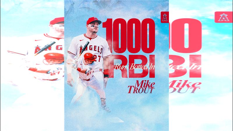 楚奧特(Mike Trout)28日寫下生涯1000打點成就。(圖/翻攝自天使 X)