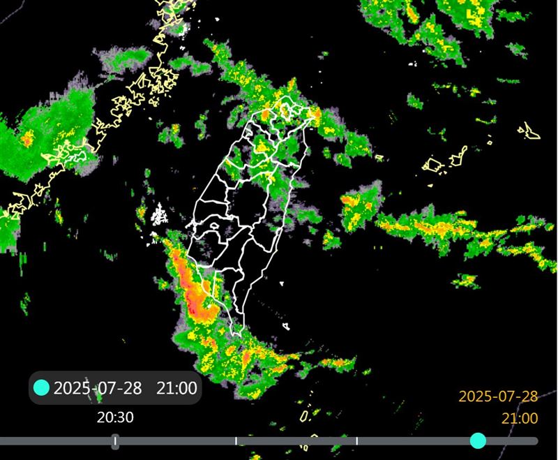 西南氣流及颱風外圍環流影響，易有短延時強降雨。（圖／翻攝自天氣職人-吳聖宇）