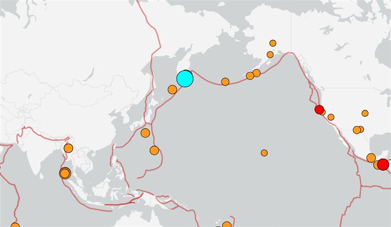 俄羅斯東部外海爆規模8強震。(圖/翻攝自USGS)
