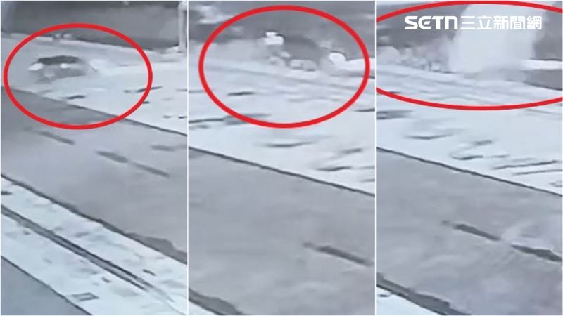 車輛墜海激起巨大水花。(圖/翻攝畫面)