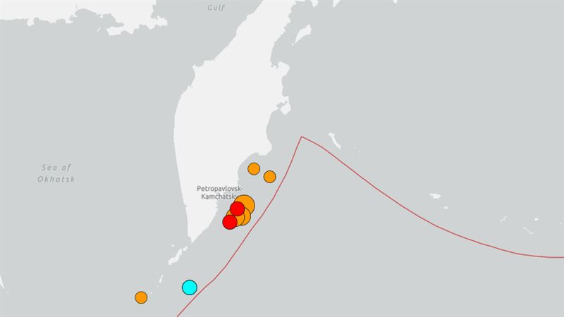 俄羅斯今日發生多起強震。(圖/翻攝自USGS)