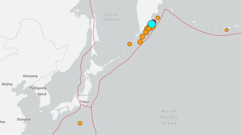 俄羅斯遠東堪察加半島外海今日發生8.8強震。(圖/翻攝自usgs)