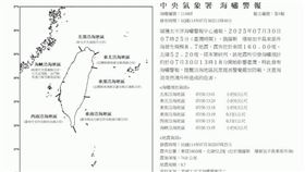 國家警報響了！氣象署升格「海嘯警報」（圖／氣象署提供）