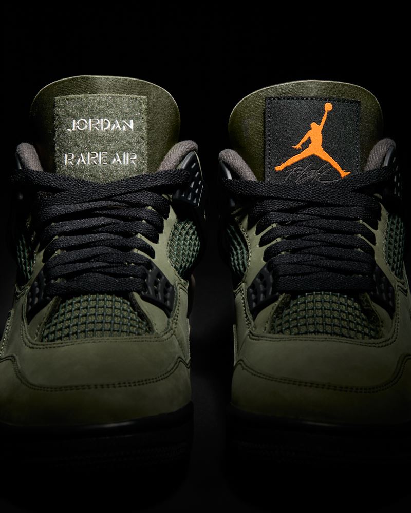 UNDEFEATED x Air Jordan 4採用可拆式Jumpman鞋舌徽章,展現強烈機能感。(圖/品牌業者提供)