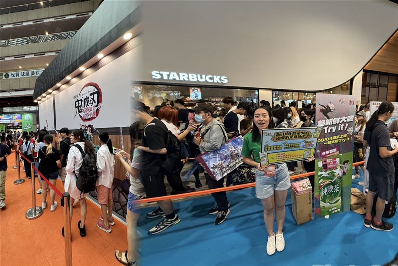 現場排隊人潮絡繹不絕,完成特定拍照任務,即能兌換冰涼飲品