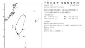 8.8地震「台灣海嘯警報」解除！蘭嶼測到最高12公分（圖／氣象署）