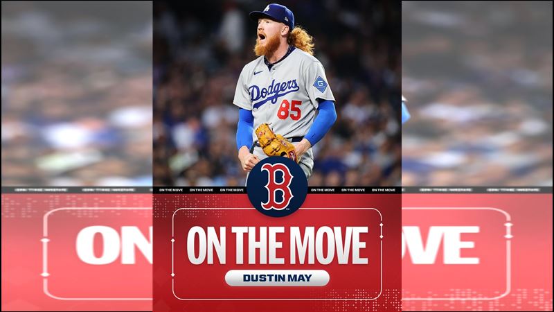 道奇把先發投手梅伊(Dustin May)交易到紅襪。(圖/翻攝自MLB X)