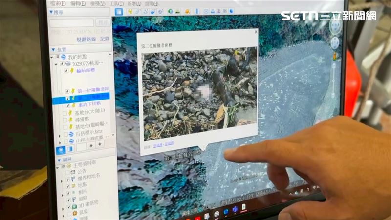 7/31在地一具遺體邊發現輪胎,另還尋獲「露出腳掌」,今將於附近開挖。(圖/翻攝畫面)
