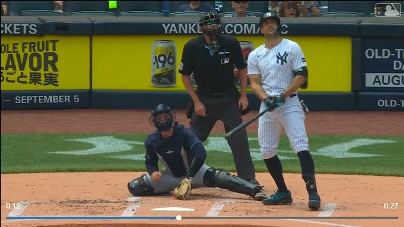 史坦頓(Giancarlo Stanton)炸裂超大號2分砲。(圖/翻攝自MLB官網)